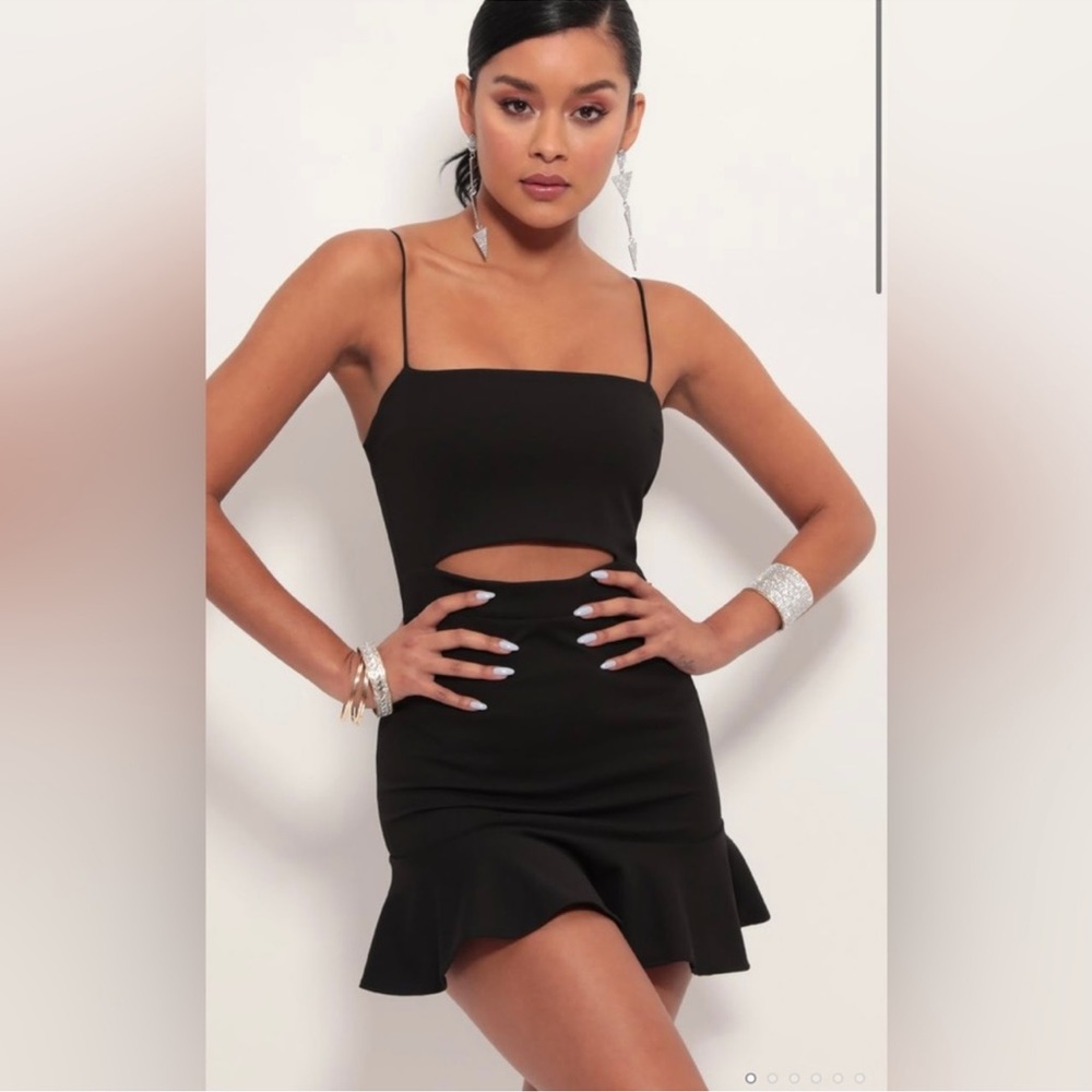 Reilly Cutout Ruffle Dress In Black